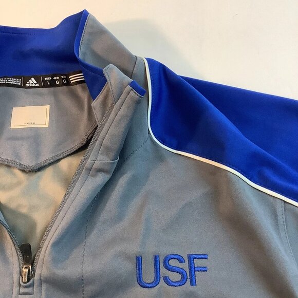 Adidas USF Players Jacket 1/4 Zip Short Sleeve Shirt Mens Size L - Picture 9 of 10